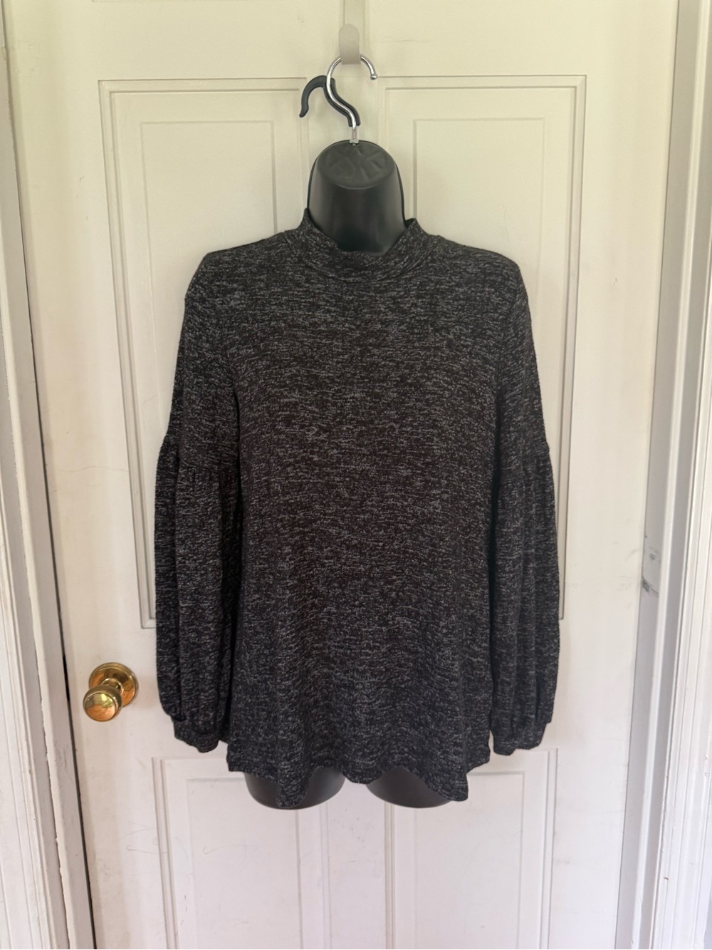 Rafaella Black Marled Knit Top